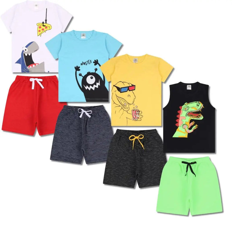 kit Bebê 5 Conjuntos de Camiseta e Short - 1 a 3 Anos